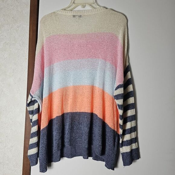 Nwt Davi & Dani Striped Colorblock Lightweight Knit Sweater Women's Size Large - Picture 5 of 5
